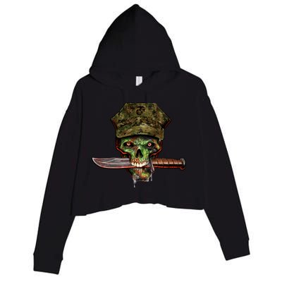 Marine Skull Crop Fleece Hoodie