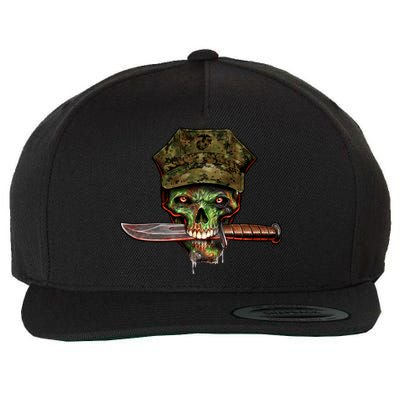 Marine Skull Wool Snapback Cap