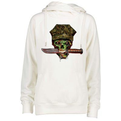 Marine Skull Womens Funnel Neck Pullover Hood