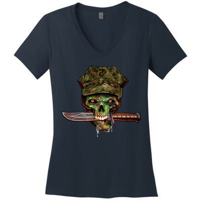 Marine Skull Women's V-Neck T-Shirt