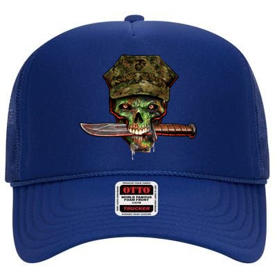 Marine Skull High Crown Mesh Back Trucker Hat