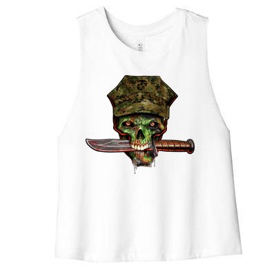 Marine Skull Women's Racerback Cropped Tank