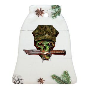 Marine Skull Ceramic Bell Ornament