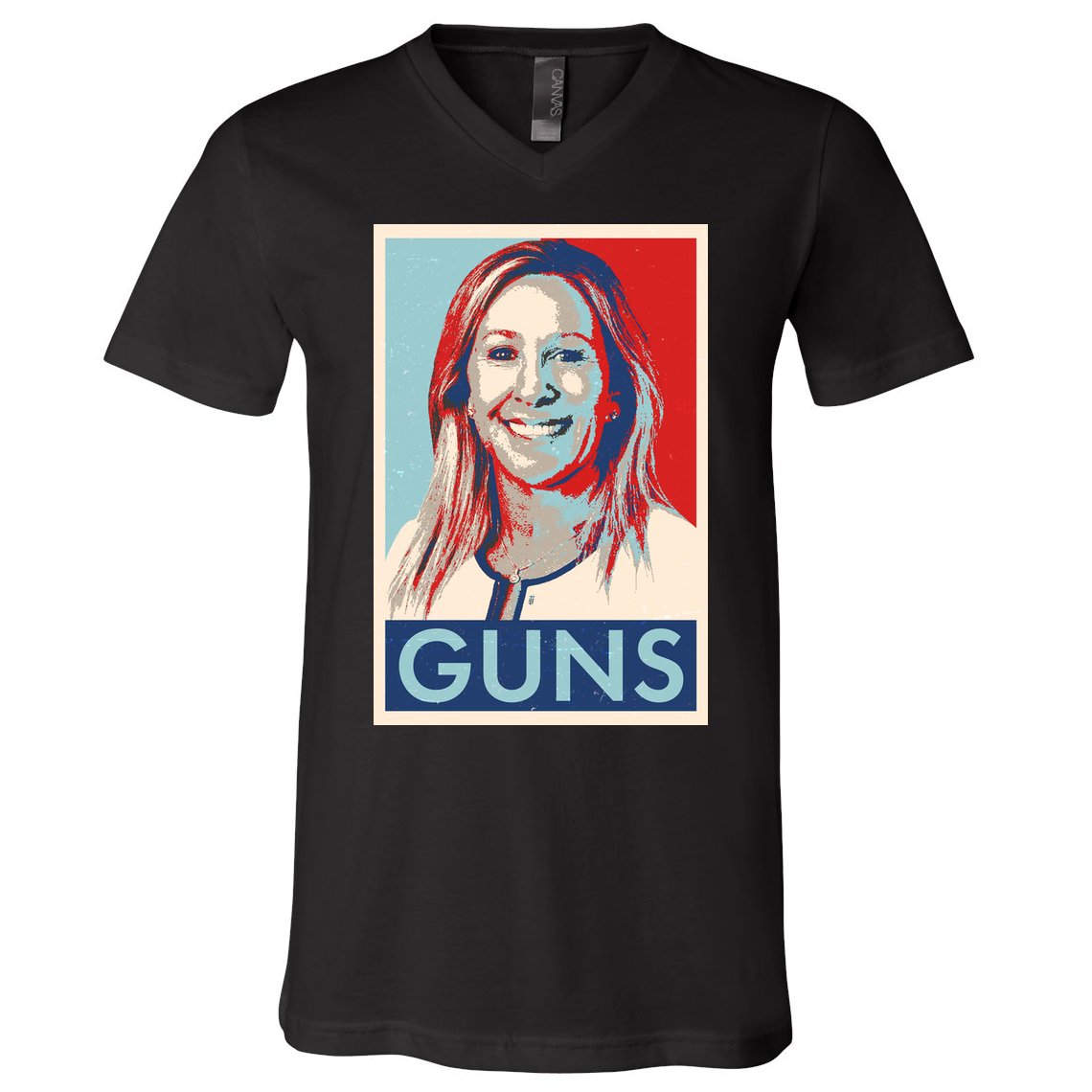 Marjorie Taylor Greene Guns Vintage Vote Poster V-Neck T-Shirt