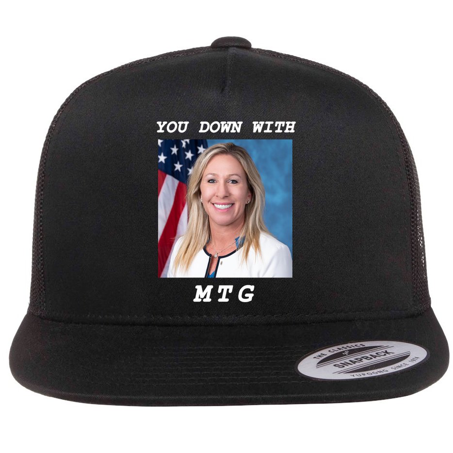 Marjorie Taylor Greene You Down With MTG Flat Bill Trucker Hat