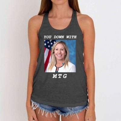 Marjorie Taylor Greene You Down With MTG Women's Knotted Racerback Tank