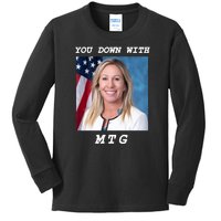 Marjorie Taylor Greene You Down With MTG Kids Long Sleeve Shirt