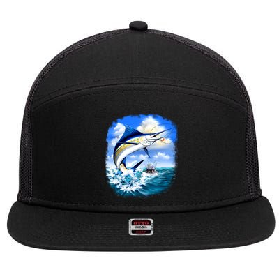 Marlin Fishing 7 Panel Mesh Trucker Snapback Hat