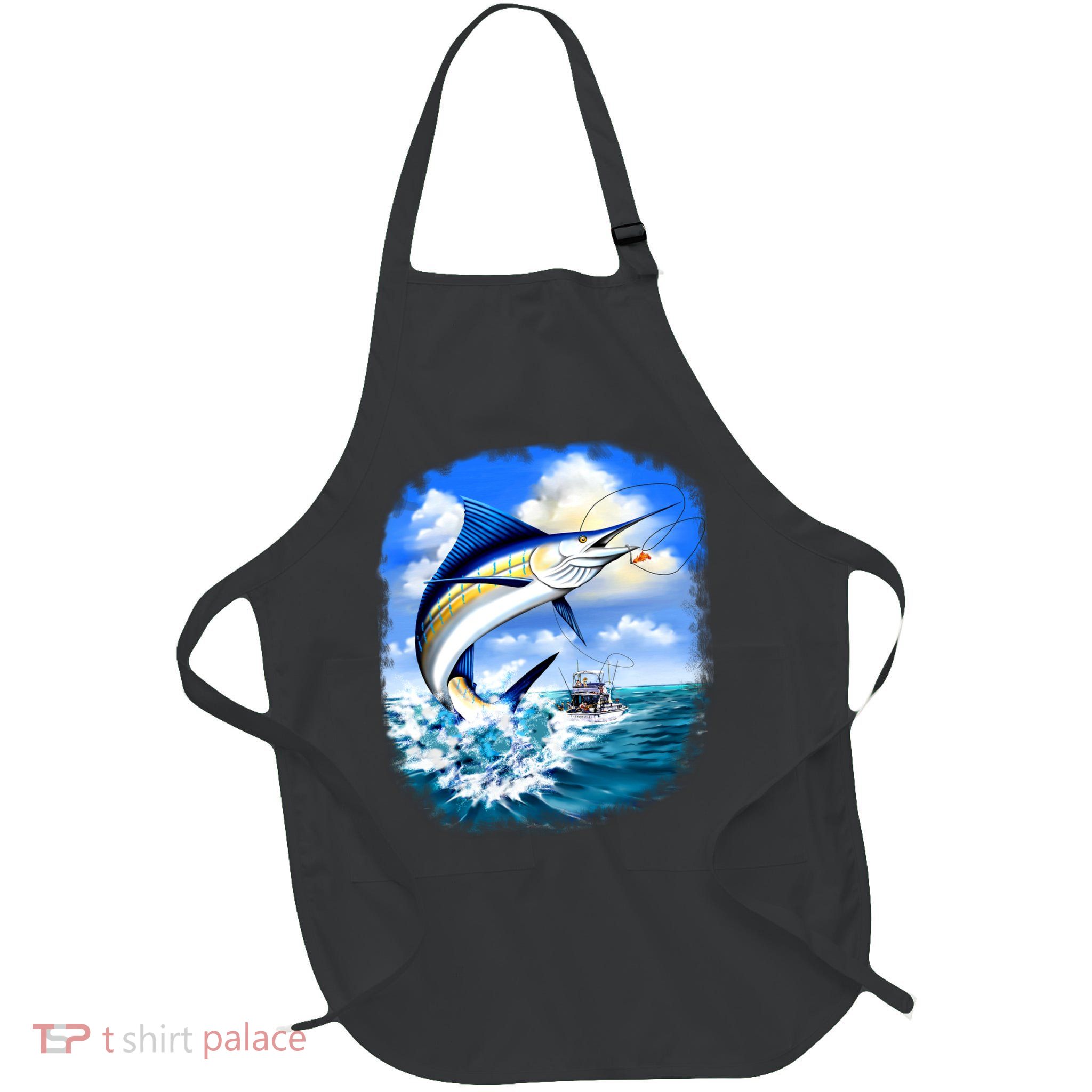 Marlin Fishing Full-Length Apron With Pockets