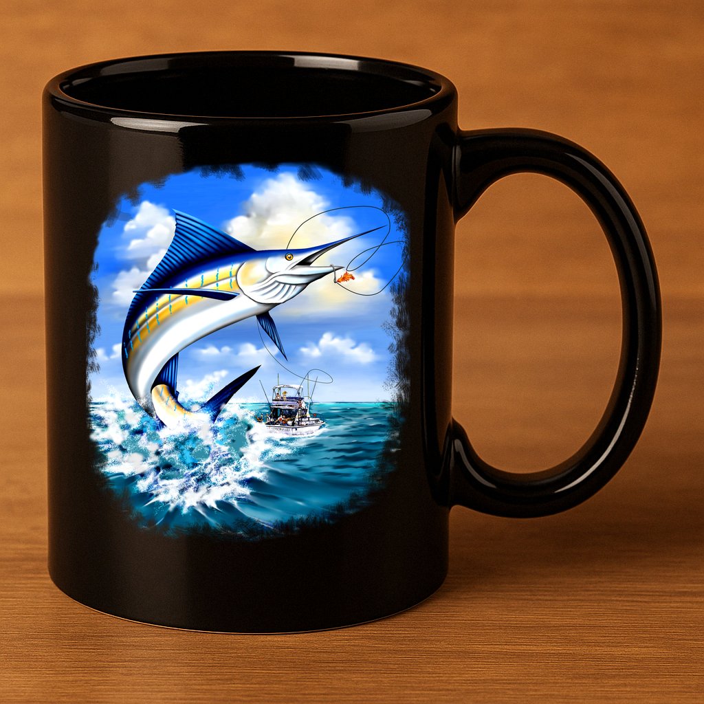 Marlin Fishing 11oz C Handle Ceramic Mug