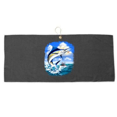 Marlin Fishing Large Microfiber Waffle Golf Towel