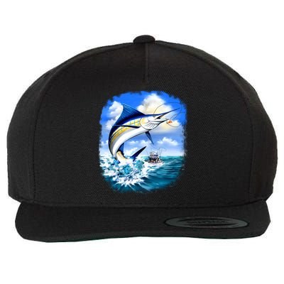 Marlin Fishing Wool Snapback Cap