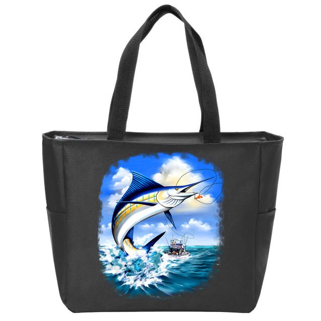 Marlin Fishing Zip Tote Bag