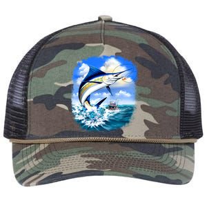 Marlin Fishing Retro Rope Trucker Hat Cap