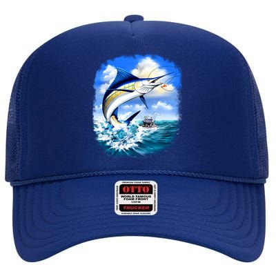 Marlin Fishing High Crown Mesh Back Trucker Hat