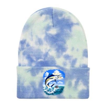 Marlin Fishing Tie Dye 12in Knit Beanie