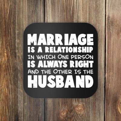 Marriage Is A Relationship Funny Husband Coaster