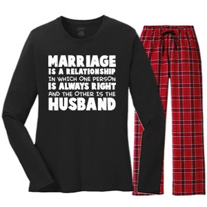 Marriage Is A Relationship Funny Husband Women's Long Sleeve Flannel Pajama Set 