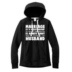 Marriage Is A Relationship Funny Husband Women's Fleece Hoodie