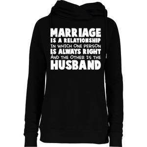 Marriage Is A Relationship Funny Husband Womens Funnel Neck Pullover Hood