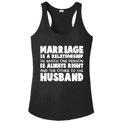 Marriage Is A Relationship Funny Husband Ladies PosiCharge Competitor Racerback Tank