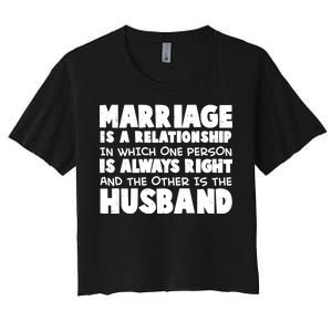 Marriage Is A Relationship Funny Husband Women's Crop Top Tee