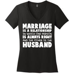 Marriage Is A Relationship Funny Husband Women's V-Neck T-Shirt