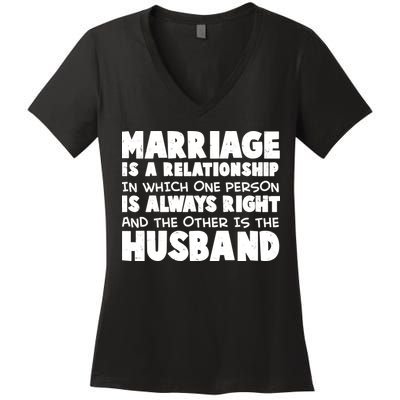Marriage Is A Relationship Funny Husband Women's V-Neck T-Shirt