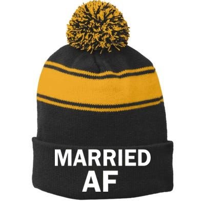 Married AF Stripe Pom Pom Beanie