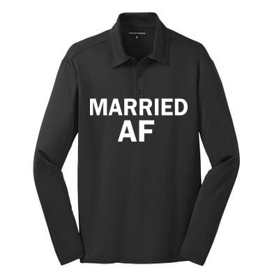 Married AF Silk Touch Performance Long Sleeve Polo