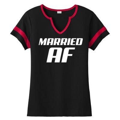 Married AF Funny Marriage Wedding Ladies Halftime Notch Neck Tee