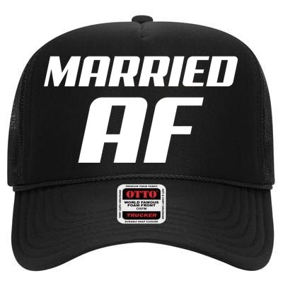 Married AF Funny Marriage Wedding High Crown Mesh Back Trucker Hat