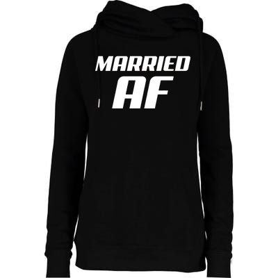 Married AF Funny Marriage Wedding Womens Funnel Neck Pullover Hood