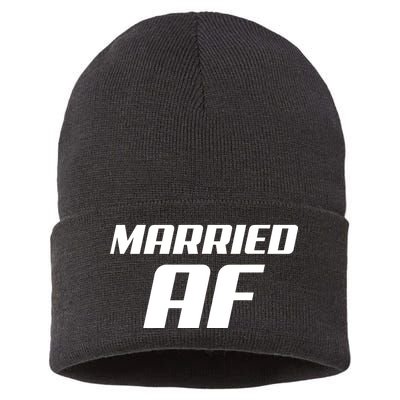 Married AF Funny Marriage Wedding Sustainable Knit Beanie