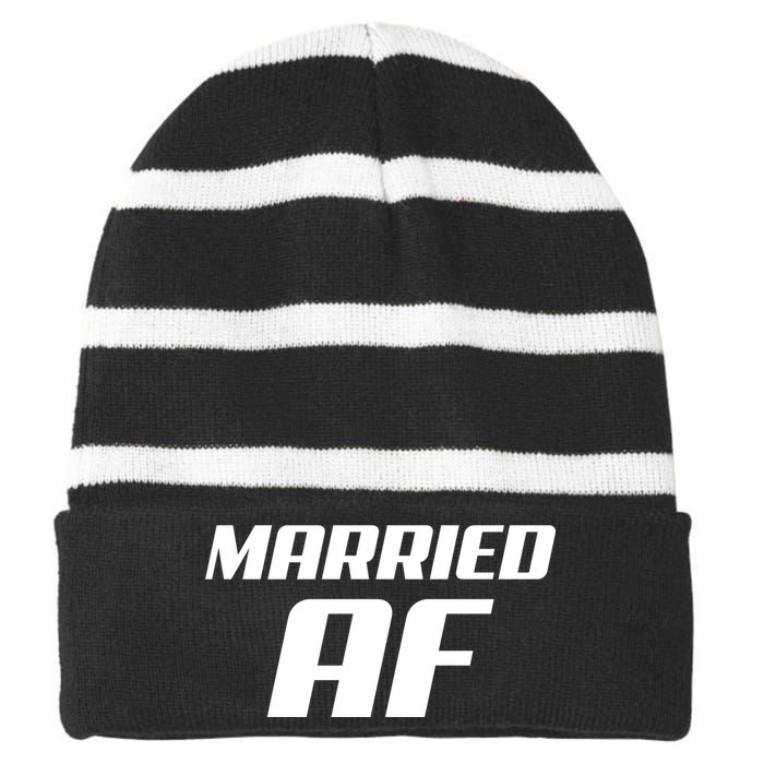 Married AF Funny Marriage Wedding Striped Beanie with Solid Band