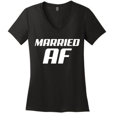 Married AF Funny Marriage Wedding Women's V-Neck T-Shirt
