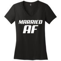 Married AF Funny Marriage Wedding Women's V-Neck T-Shirt