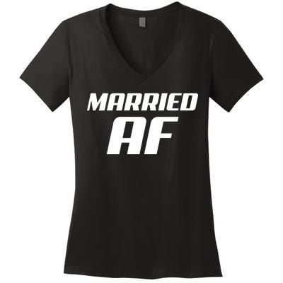 Married AF Funny Marriage Wedding Women's V-Neck T-Shirt