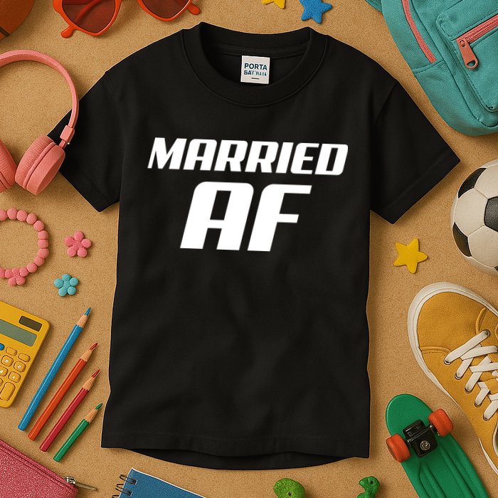 Married AF Funny Marriage Wedding Kids T-Shirt