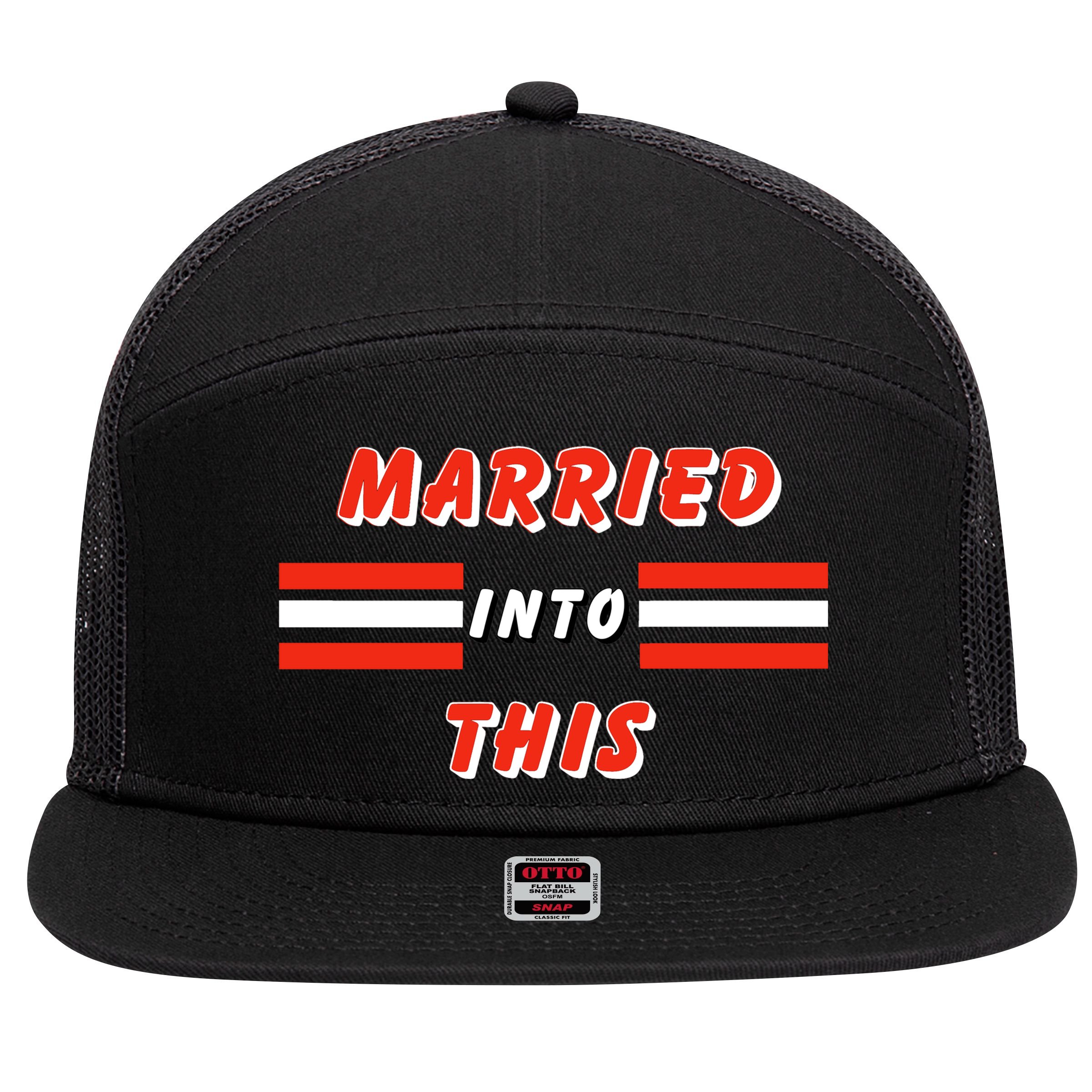 Married Into This Cleveland Football Fan 7 Panel Mesh Trucker Snapback Hat