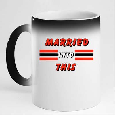 Married Into This Cleveland Football Fan 11oz Black Color Changing Mug