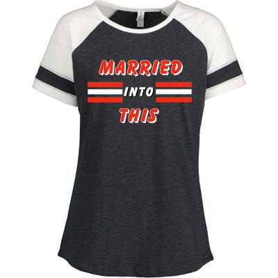 Married Into This Cleveland Football Fan Enza Ladies Jersey Colorblock Tee