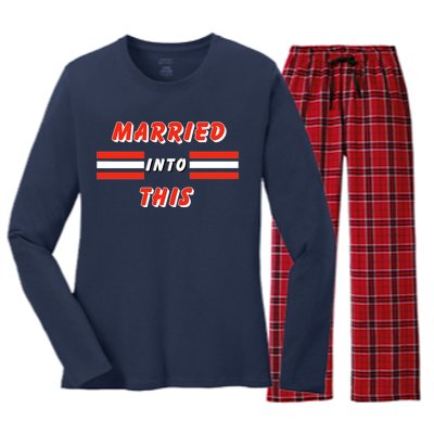 Married Into This Cleveland Football Fan Women's Long Sleeve Flannel Pajama Set 