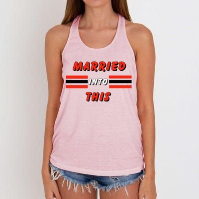 Married Into This Cleveland Football Fan Women's Knotted Racerback Tank