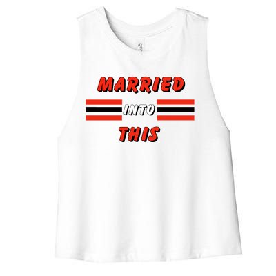 Married Into This Cleveland Football Fan Women's Racerback Cropped Tank