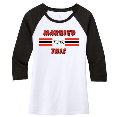 Married Into This Cleveland Football Fan Women's Tri-Blend 3/4-Sleeve Raglan Shirt