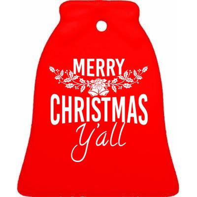 Marry Christmas Y'all Ceramic Bell Ornament