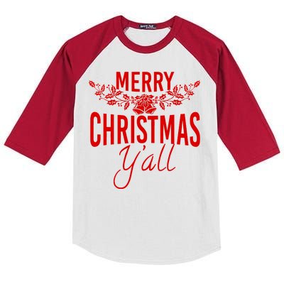 Marry Christmas Y'all Kids Colorblock Raglan Jersey