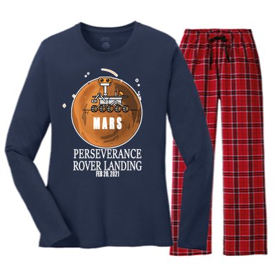 Mars Rover Landing Perseverance Women's Long Sleeve Flannel Pajama Set 