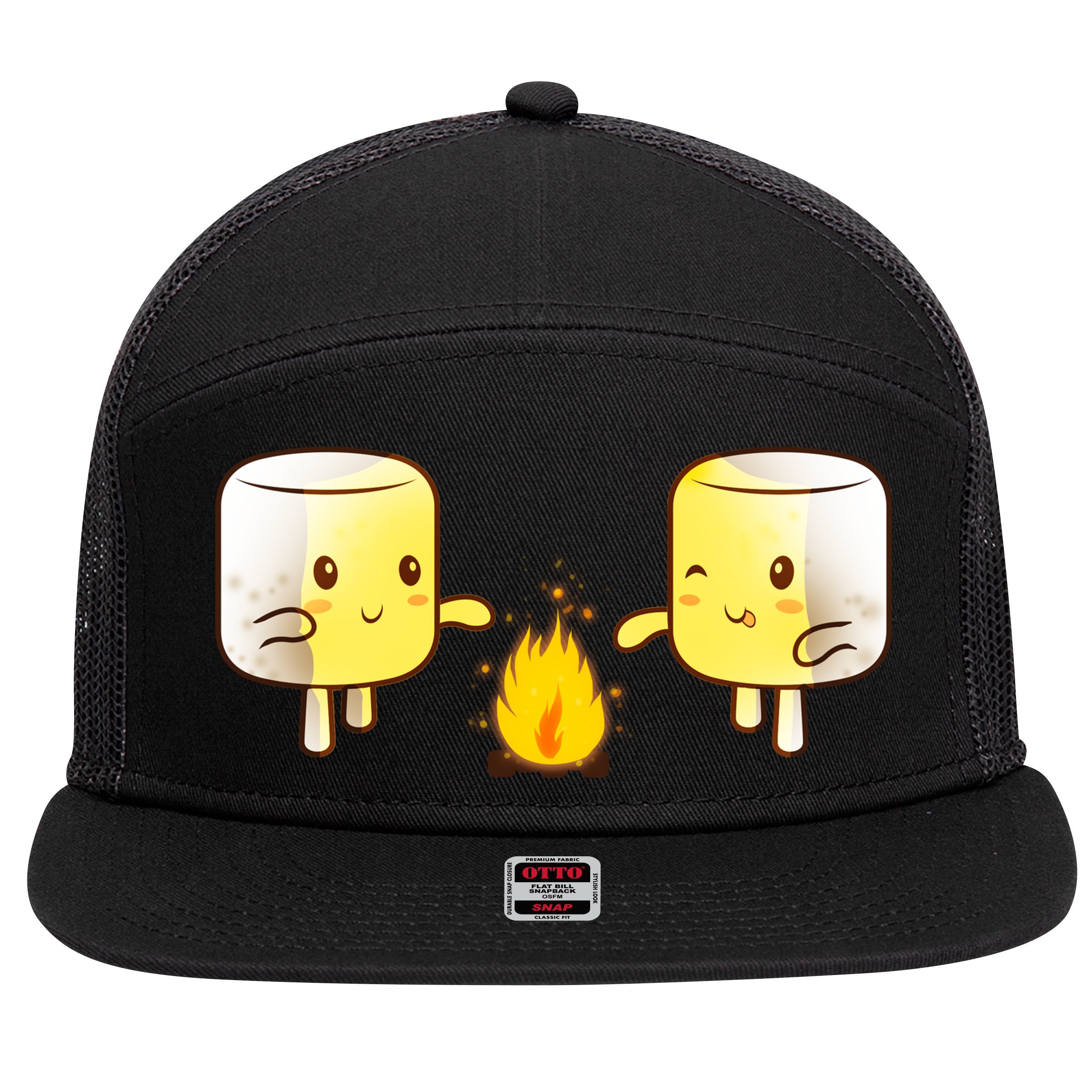 Marshmallow Roast 7 Panel Mesh Trucker Snapback Hat